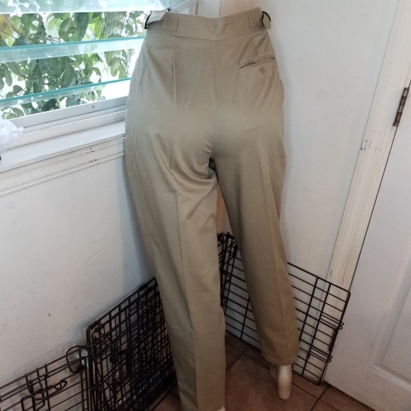 Ultra High Waisted Pants Vtg Academia corset Khaki Pleat Front Cotton pants 6 - Picture 6 of 12
